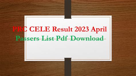 CELE RESULT: April 2023 Civil Engineering board .